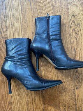 Nine West Black Pointed-Toe Stiletto Ankle Boots
